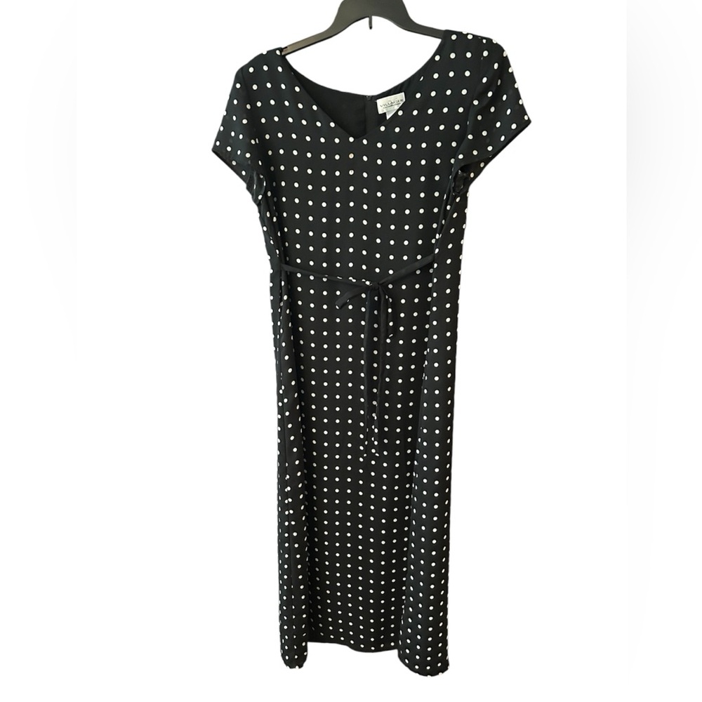 Villager women’s black and white polka dot fully lined dress, 16